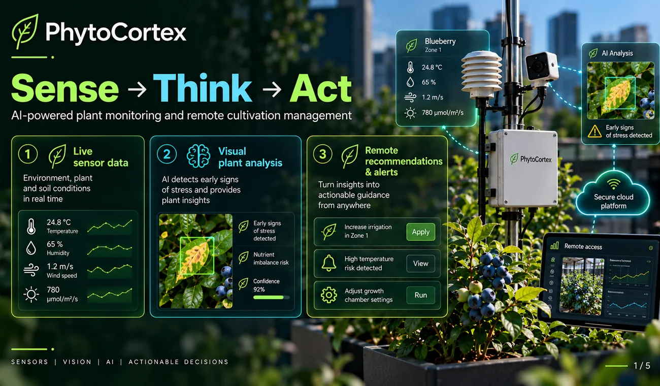 Conceptual PhytoCortex monitoring and analytics interface